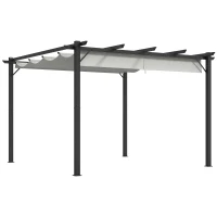 Outsunny 3 x 3(m) Aluminium Pergola Canopy Gazebo Awning Outdoor Garden Sun Shade Shelter Marquee Party BBQ, Light Grey(m-10)