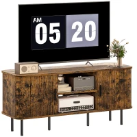 HOMCOM TV Stand Cabinet for TVs up to 55 Inches, TV Unit with Storage Shelves and Cupboard for Living Room, Rustic Brown(m-10)