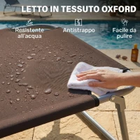 Outsunny Lettino Sdraio da Esterno, Sedia Sdraio da Esterno Pieghevole e Regolabile con Tettuccio in Tessuto Marrone, 187x58x36cm(m-6)