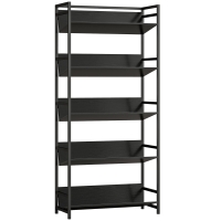 HOMCOM Bookshelf 5-Tier Metal Frame Bookcase Storage Shelves for Living Room Black