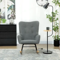 HOMCOM Teddy Fleece Rocking Chair - Grey(m-6)