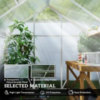 Outsunny Polycarbonate Greenhouse, Large Walk-In Green House with Slide Door and Window, Aluminium Frame, 6x4ft, Silver Tone(m-5)