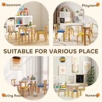 AIYAPLAY 5 Piece Kids Table and Chairs Set, Wooden Toddler Table and Chairs Set for Nursery, Playroom, Classroom, for 3-8 Years(m-7)