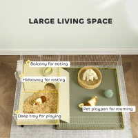 PawHut Small Animal Cage with Removable Pet Playpen, Guinea Pig Cage with Waterproof Pad, Hay Feeder, 108 x 71 x 57cm, Beige(m-4)