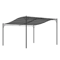 Outsunny 4 x 3 Meters Canopy Metal Wall Gazebo Awning Garden Marquee Shelter Door Porch - Grey(m-11)