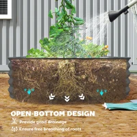 Outsunny Set of Two 181 x 93cm Steel Planters - Dark Grey(m-7)