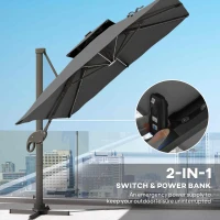 Outsunny 3 x 3(m) Aluminum Sun Square Canopy Top w/ Adjustable Pole Angle Dark Grey(m-5)