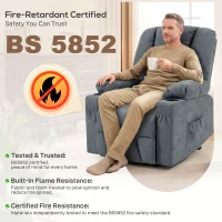 HOMCOM Oversized Riser and Recliner Chair for the Elderly, Fabric Upholstered Lift Chair for Living Room with Remote Control, Side Pockets, Cup Holder, Grey(m-7)