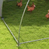 PawHut Galvanised Outdoor Chicken Coop, with Cover, for 8-12 Chickens, Hens, Ducks, Rabbits, 3 x 3.8 x 2.2m - Silver Tone(m-9)