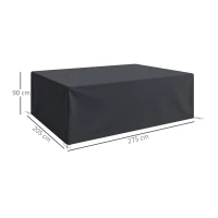 Outsunny 600D Oxford Outdoor Garden Furniture Sofa Set Cover, Waterproof Anti-UV Rattan Sun Lounger Protection Protector Cover, 275L x 205W x 90Hcm, Black(m-3)