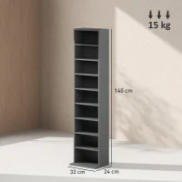 HOMCOM 260 Narrow CD Storage Unit - Grey(m-3)