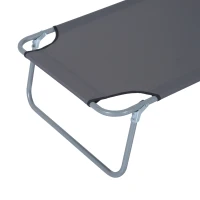 Outsunny Lettino Prendisole da Giardino, Sdraio Pieghevole e Regolabile con Tettuccio in Tessuto Grigio, 187x58x36cm(m-14)