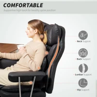 HOMCOM Leathaire Reclining Office Chair with Lumbar Support Pillow - Black(m-4)