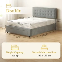 HOMCOM Double Size Ottoman Bed Frame, with Front Drawer - Grey(m-3)