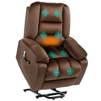 HOMCOM Leathaire Eight Massage Point Armchair, with Heat and Reclining Back - Brown(m-10)