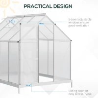 Outsunny 190 x 253 cm Walk-In Polycarbonate Greenhouse - Silver-Tone(m-6)