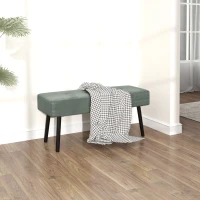HOMCOM End of Bed Bench, Corduroy Bedroom Bench with Thick Padding and Steel Legs, Tufted Window Seat for Entryway, Living Room, Green(m-7)