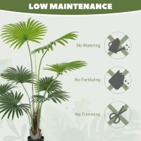 HOMCOM 145cm Artificial Palm Tree, Decorative Artificial Plant with Lifelike PEVA Leaves and Coconut Coir, Fake Tree with Plastic Pot and Flocking for Home Office Decor, Green(m-6)