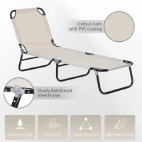 Outsunny Garden Sun Lounger, with Five-Position Back - Cream White(m-5)