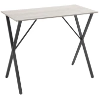 HOMCOM 120 cm Rectangular Bar Table for 4 People, Modern Breakfast Bar Table with Wood Effect Tabletop, Steel Legs, Coffee Desk for Living Room, White(m-10)