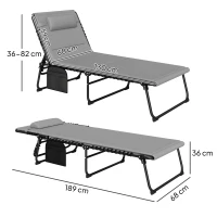 Outsunny Set of Two Reclining Sun Loungers - Light Grey(m-3)