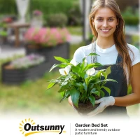 Outsunny Two-Tier Galvanised Steel Garden Planter - Dark Grey(m-9)