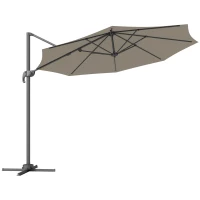 Outsunny 3 m Five-Angle Cantilever Parasol - Light Grey(m-1)