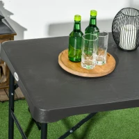 Outsunny Folding Picnic Table with 2 Benches, 3-Piece Portable Garden Furniture Set for 4, Dining Table Set with Plastic Top, Steel Frame, Dark Grey(m-7)