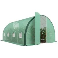 Outsunny 4 x 3 m Polytunnel Greenhouse, with Windows and Doors - Green(m-10)