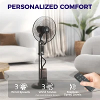 HOMCOM Pedestal Fan with Water Mist Spray, Spray Misting Fan with 70° Oscillation, Tilt Head, 3 Speeds, 3 Modes, Adjustable Mist, 3.2L Water Tank, for Home, 120 cm(m-5)