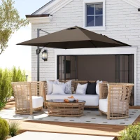 Outsunny Patio Offset Parasol Umbrella - Tan(m-2)