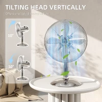 HOMCOM Three-Speed Oscillating Desk Fan - Silver-Tone(m-6)