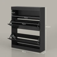 HOMCOM 16 Shoe Pair Storage Cabinet, with Flip Doors - High Gloss Black(m-3)