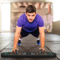 SPORTNOW Foldable Push Push Up Board with Non-Slip Pads, for Chest, Arms, Shoulders, Black(m-2)