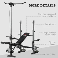 HOMCOM Adjustable Weight Bench with Pulley System, Incline Bench Press Set with Squat Rack, Leg Developer, Butterfly and Weight Storage, for Home Gym Full Body Workout(m-8)