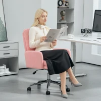 HOMCOM 91-99cm Sherpa Fleece Office Chair - Pink(m-2)