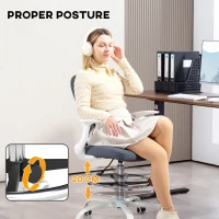 HOMCOM 99-119 cm Draughtsman Chair, with Adjustable Footrest - Grey(m-6)
