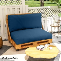 Outsunny Two Piece Seat Pallet and Back Cushions - Navy Blue(m-8)