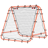 HOMCOM Double Sided Football Rebounder Net, Football Rebound Goal with Five Adjustable Angles, Orange(m-11)