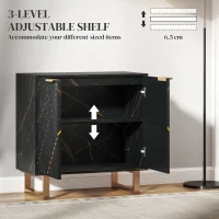 HOMCOM Elegant Storage Sideboard - Black/Gold-Tone(m-5)