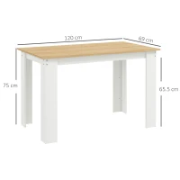 HOMCOM Dining Table for 4-6 People, Kitchen Table with Wood Effect for Dining Room, Oak and White(m-3)