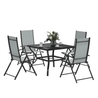 Outsunny Five-Piece Steel Frame Patio Set - Grey/Black(m-10)