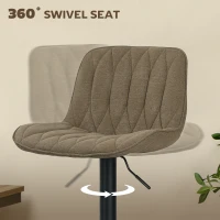 HOMCOM Set of Two Linen-Look Bar Stools - Brown(m-6)