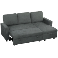 HOMCOM L Sofa Bed, with Storage - Charcoal Grey