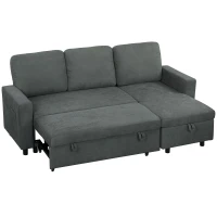 HOMCOM L Sofa Bed, with Storage - Charcoal Grey(m-1)