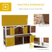 PawHut Two-Tier Wooden Pet Hutch with Openable Roof, Slide-Out Tray(m-5)