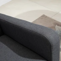 HOMCOM Linen Modern-Curved 2-Seat Sofa Loveseat w/ Thick Cushion Wood Legs Foot Pads Single Compact Home Furniture Grey(m-8)