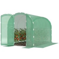 Outsunny 3 x 2 x 2m Polytunnel Greenhouse with Hinged Door, Walk-in Grow House Tent with PE Cover and Galvanised Steel Frame, Green(m-11)