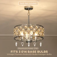 HOMCOM 51 Crystallite Four-Bulb Chandelier - Silver-Tone(m-5)