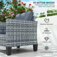 Outsunny Single Rattan Armchair, with Cushions - Light Grey(m-4)